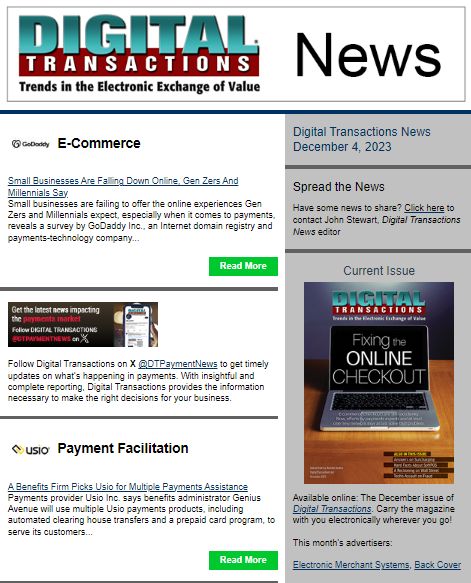 Today’s Digital Transactions News: SMBs Falling Down Online; Usio’s Genius Move; MiCamp and Cocard Deepen Alliance
buff.ly/3RCccIx
#payments #SMBs #consumers #Millennials #GenZ #acquiring #paymentsintegration #ISOs #alliances