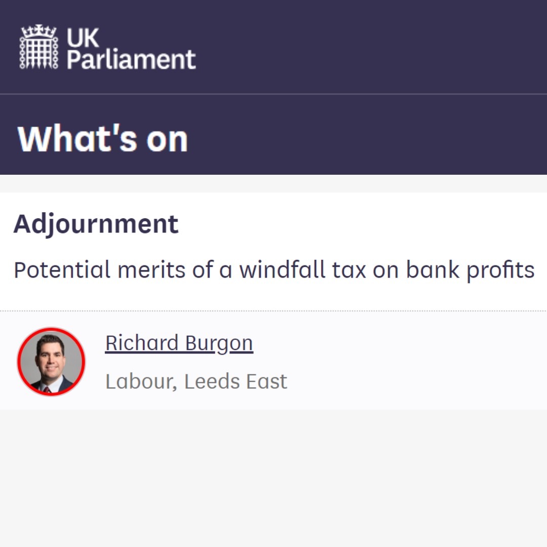 We don't need more cuts to public services. It's time to properly tax the corporations who’ve done so well out of this crisis. I've secured a debate in Parliament this week calling for a windfall tax on bank super-profits.