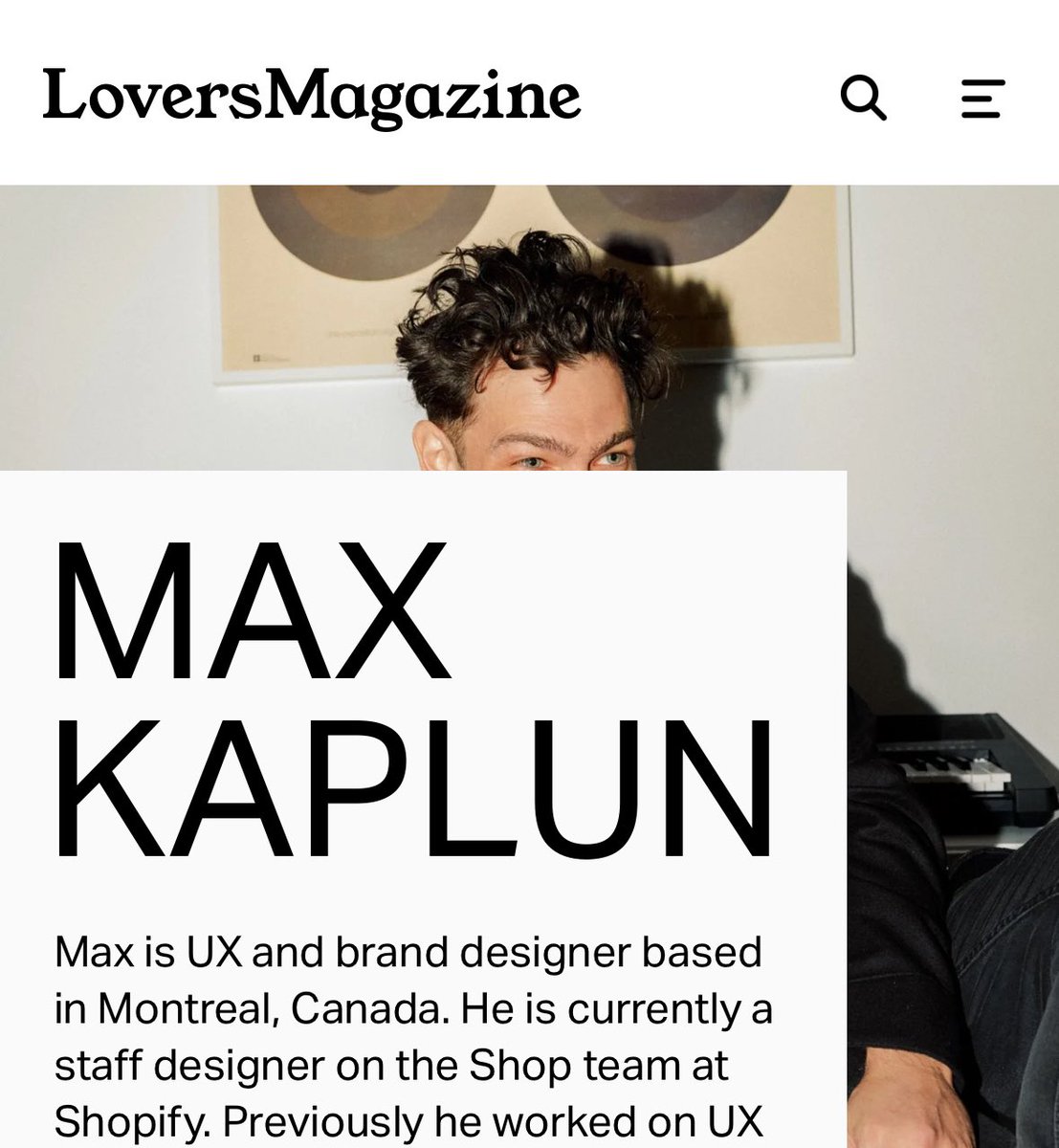 very grateful to <a href="/williamchanner/">William Channer</a> for the interview feature in <a href="/theloversmag/">A new path awaits</a>: loversmagazine.com/interviews/max…