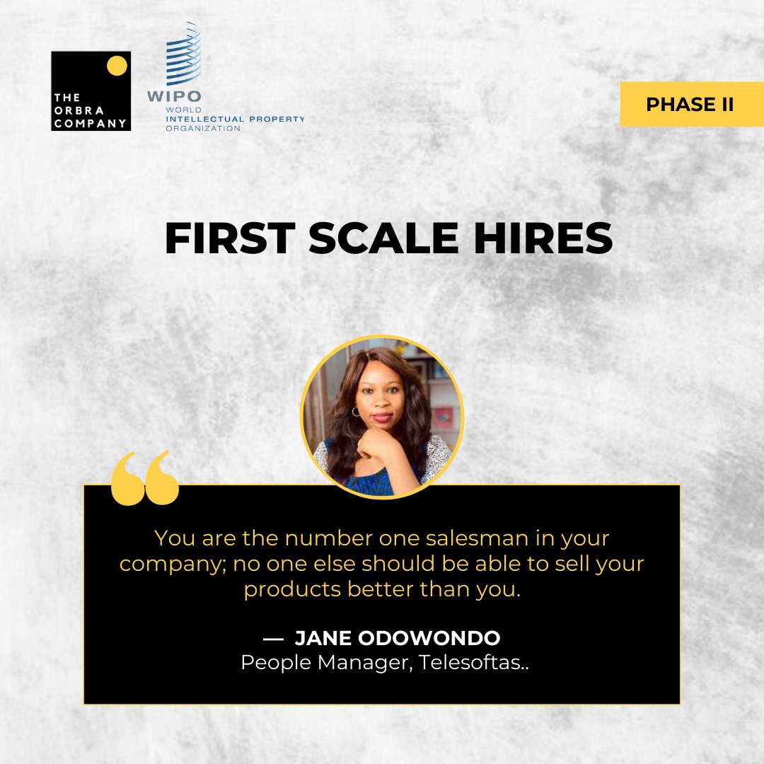 Theorbracompany's tweet image. &quot;You are the number one salesman in your company; no one else should be able to sell your products better than you.&quot; - Jane Odonwodo (WIPO IP LABS Incubation and Acceleration Program 2023)

#orbracompany #worldintellectualpropertyorganization #wipo2023 #intellectualproperty