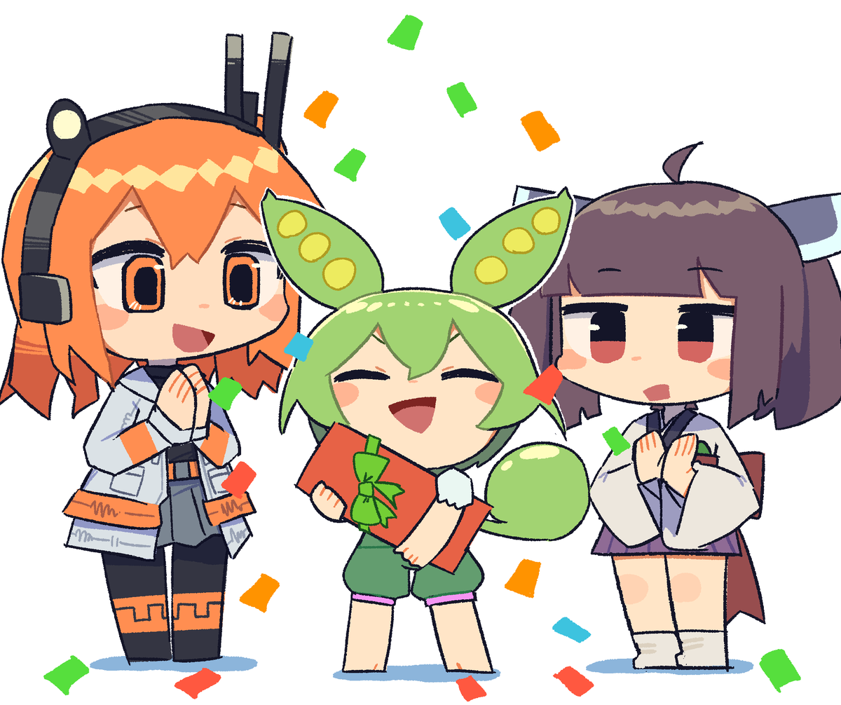 足立レイ ,東北きりたん ,ずんだもん 「誕生日おめでとう!」|このほしのイラスト