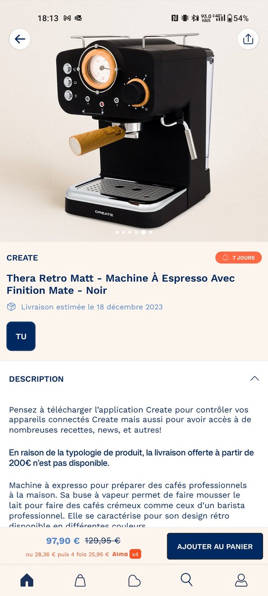 math_dcrz's tweet photo. @DrPioupiou Hello ! C'est très bizarre car j'ai déjà vu exactement la même machine mais sous une autre marque (découverte sur thé bradery) donc honnêtement ça pue un peu... Pour les bons plans je te conseille dealabs, il y a cette Delonghi a très bon prix chez Boulanger par exemple ! https://t.co/zmwqpZPf2z