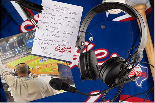 I don't often share the things I write for work. But it's <a href="/nadeler/">Eric Nadel</a>. It's the Texas Rangers. These are amazing pieces of World Series history (and more!). And all proceeds from The Eric Nadel Collection go to the Suicide and Crisis Center of North Texas.

ha.com/heritage-aucti…