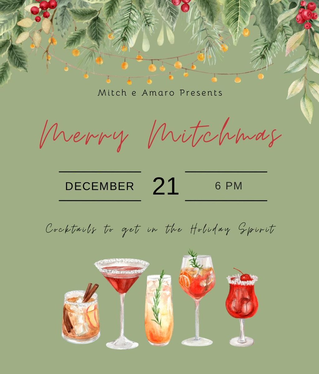 Merry Mitchmas, ya filthy animals! Join us for an evening of holiday spirits on Thursday, December 21st starting at 6 PM. We’ll bring the figgy pudding, you bring the cozy sweaters.