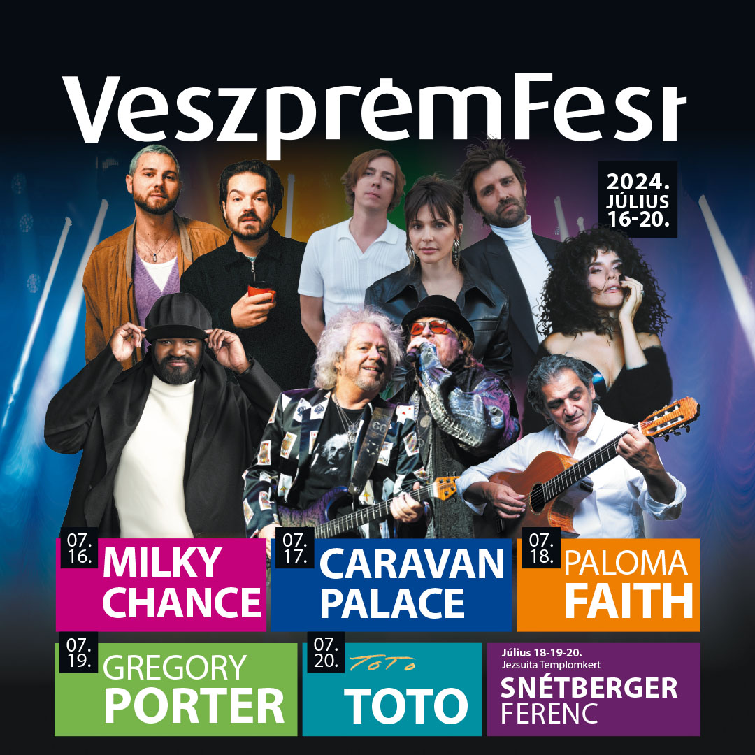 veszpremfest's tweet photo. Lineup 2024 announced 🥳 Tickets on-sale at https://t.co/cmQVQ8eq54 - see you at the shows of @MilkyChance, @caravanpalace, @Palomafaith, @GregoryPorter, @totothemselves, and @fsnetberger! https://t.co/xaecxWF9PY