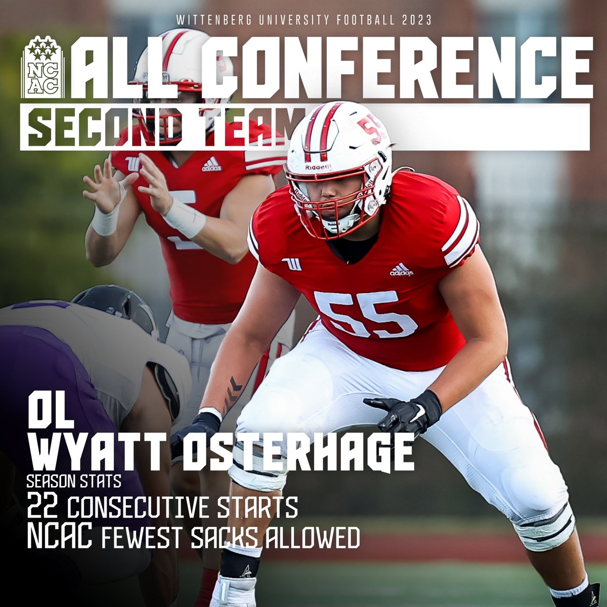 WittFootball's tweet photo. Congratulations to our Tigers who were recognized by the @ncac with postseason all conference honors.

𝐒𝐞𝐜𝐨𝐧𝐝 𝐓𝐞𝐚𝐦:
ILB, Tyre Smith (NCAC Newcomer of the Year)
OL, Wyatt Osterhage
S, Christian Sweet

#TigerUp
#D3FB https://t.co/70NMep0EyW