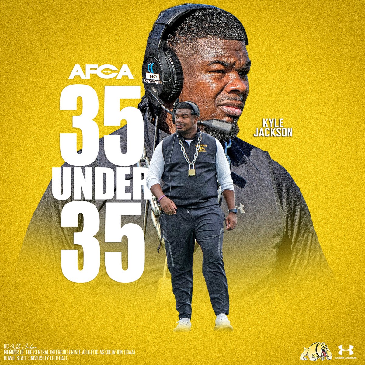 Congratulations to our head football coach @CoachKJack AFCA 35 under 35 📈 🔗| shorturl.at/ahO79 #BiteDown #BulldogNation