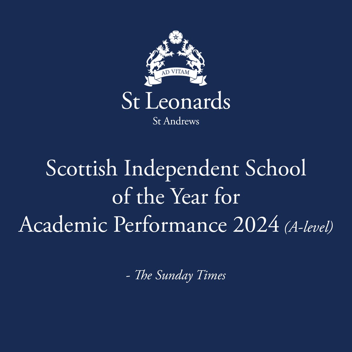 We are delighted to share that we have been named Scottish Independent School of the Year for Academic Performance 2024 (A Level) by <a href="/thetimes/">The Times and The Sunday Times</a>! #StLeonards #OurSchoolCommunity #CelebrateSuccess #SpreadtheWord #ExcellenceinEducation #TopSchool2024 #SchooloftheYear