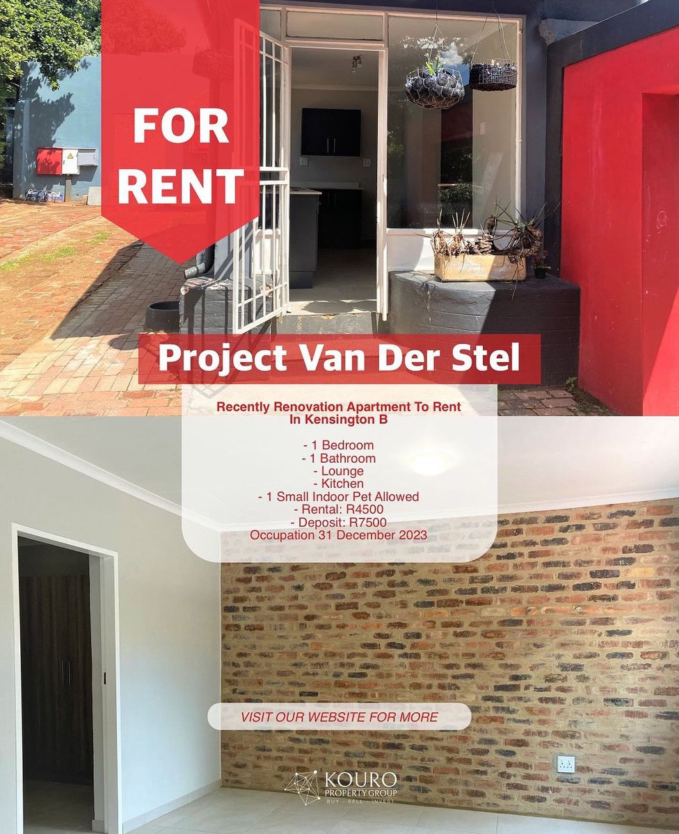 KouroProperty's tweet photo. Unit for rent in Kensington B, Randburg! 🌸🙌🏽🏡 
If you’re on the lookout for an apartment to lease, look no further! 💯
Interested? Send us a DM ⚓️
#kouro #kouropropertygroup #rental #randburg https://t.co/QKXpsFXJnE