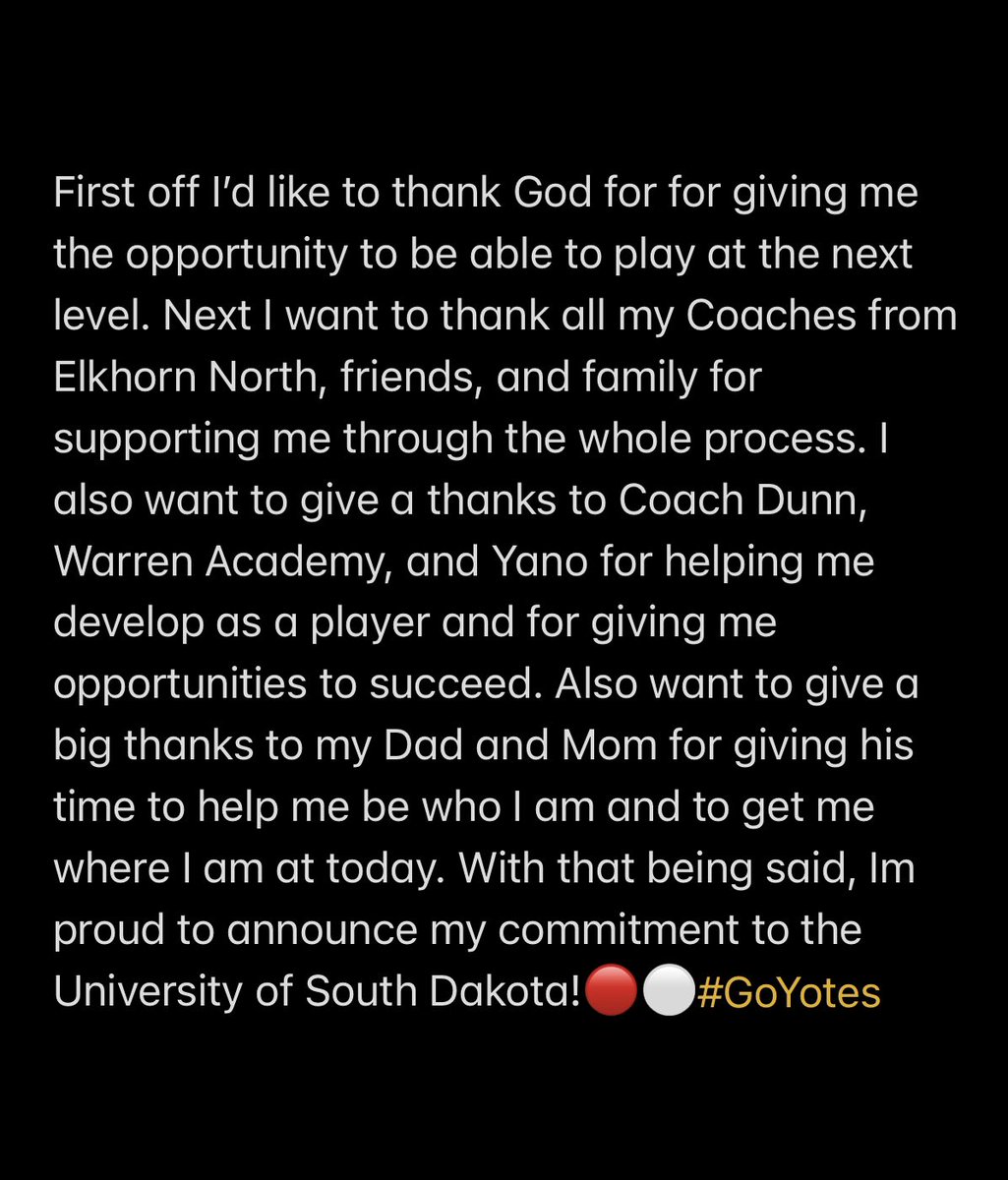 Committed!🔴⚪️#GoYotes

<a href="/CoachBagnell/">Craig Bagnell</a> <a href="/SDCoyotesFB/">South Dakota Football</a>