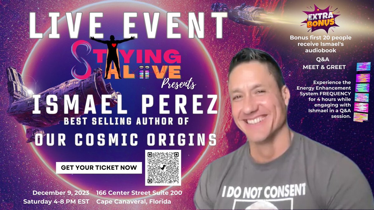 Get your tickets now!
Mel Carmine and Ismael Perez together in the flesh!
Dec 9th, Saturday!

Also experience the Energy Enhancement System (EESystem) FREQUENCY for 4 hours 

Extra Bonus: Free audio book for the first ..
qfs1776.com/so/4fOmrSv44?l…