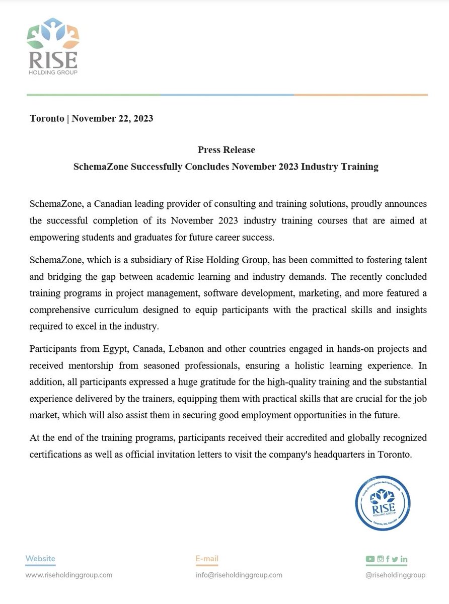 Press Release: SchemaZone Successfully Concludes November 2023 Industry Training