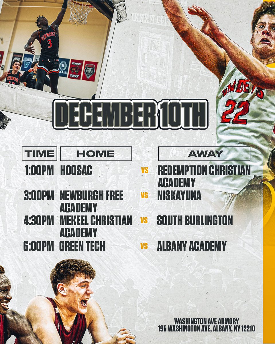 Hunter Stratton (@hunter_zg) on Twitter photo Excited for year 5 of the <a href="/ZeroGravityBB/">Zero Gravity Basketball</a> North South Classic! 🙏
December 8-10 @ the Washington Ave Armory
1 Top 25 team in the Country
3 ESPN Top 100 players
5 ⭐️ Joson Sanon (Vermont Academy)
4 ⭐️ Will Riley (Phelps)
Green Tech // Albany Academy for the Albany Cup Excited for year 5 of the <a href="/ZeroGravityBB/">Zero Gravity Basketball</a> North South Classic! 🙏
December 8-10 @ the Washington Ave Armory
1 Top 25 team in the Country
3 ESPN Top 100 players
5 ⭐️ Joson Sanon (Vermont Academy)
4 ⭐️ Will Riley (Phelps)
Green Tech // Albany Academy for the Albany Cup