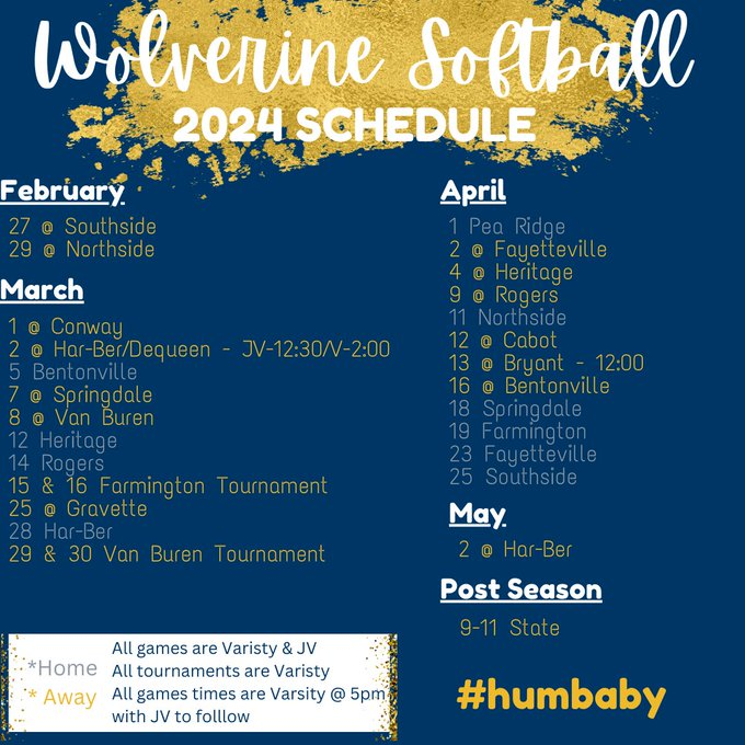 BWHS_TheDen's tweet photo. 2024 Softball Schedule https://t.co/rBHdLZqPId