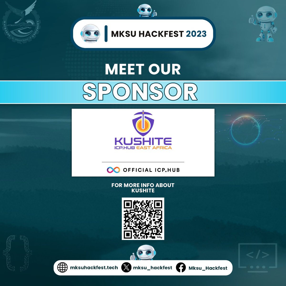 mksu_hackfest's tweet image. 🙌A massive shoutout to our #MksuHackfest2023 sponsors and community partners! Your support fuels innovation and community growth
Thank you🙏 We are grateful

@TheLornaJuma @Oracle @OracleAcademy @mksu_official @_echo3D_  @ICPKushites  #oracleacademy 
#ICPhub
#ICPKushites 
#echo3