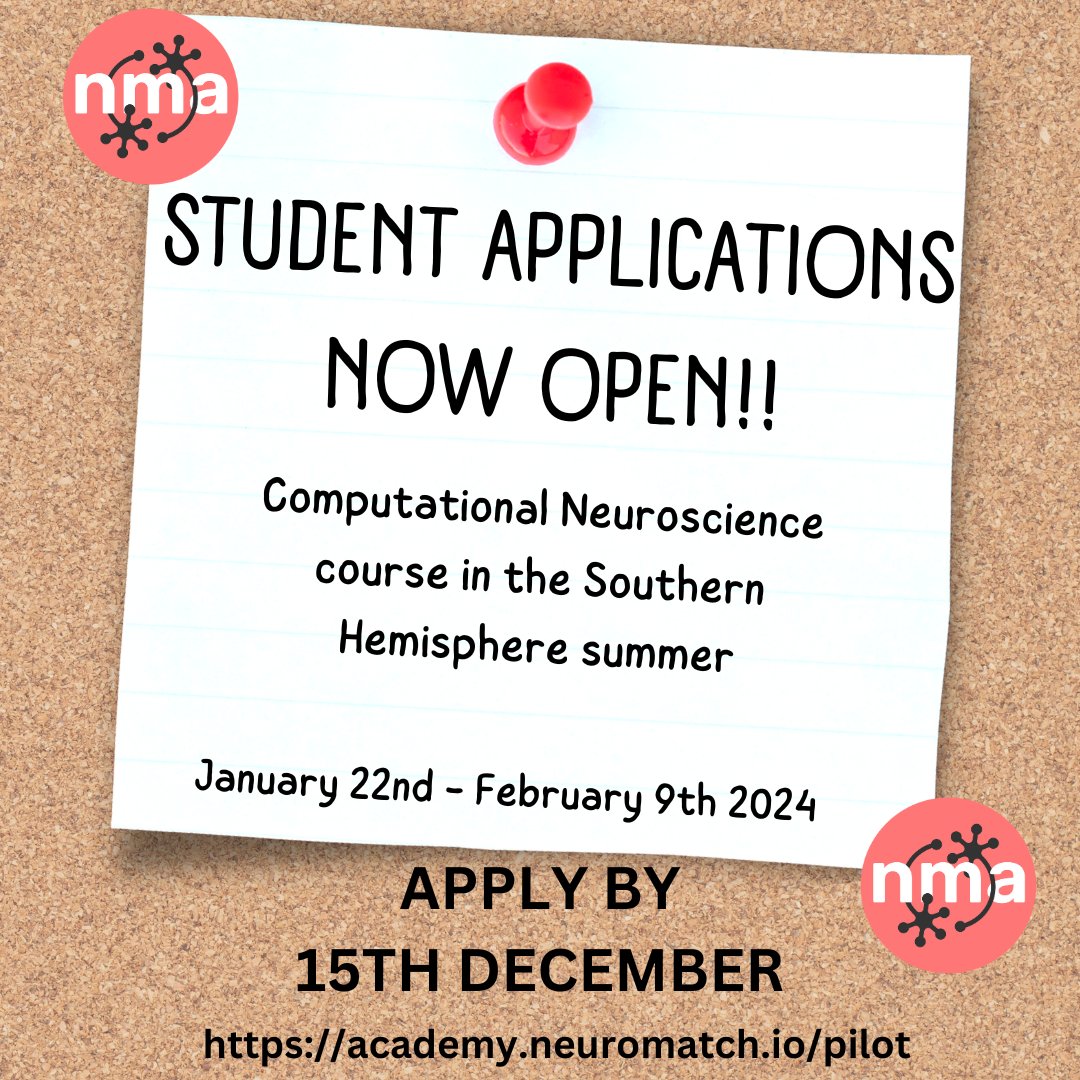 It's happening! Applications are open for our Pilot  January to February course in Computational Neuroscience! 

This is a smaller course in only the Americas timezone, so spots will fill up quickly! 💨

Link in comments. 👇