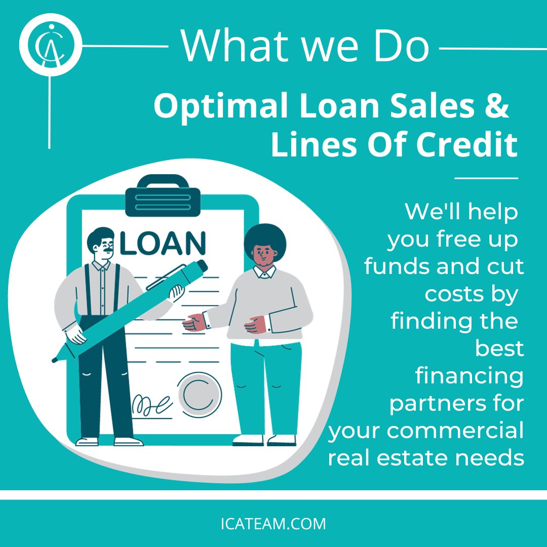 Financing made easy! 💼🖋️ At Icon Capital Advisor, we specialize in optimizing loan sales and lines of credit to enhance your financial flexibility. Let us connect you with the best financing partners. Visit icateam.com for more! #CREInvesting #BusinessGrowth