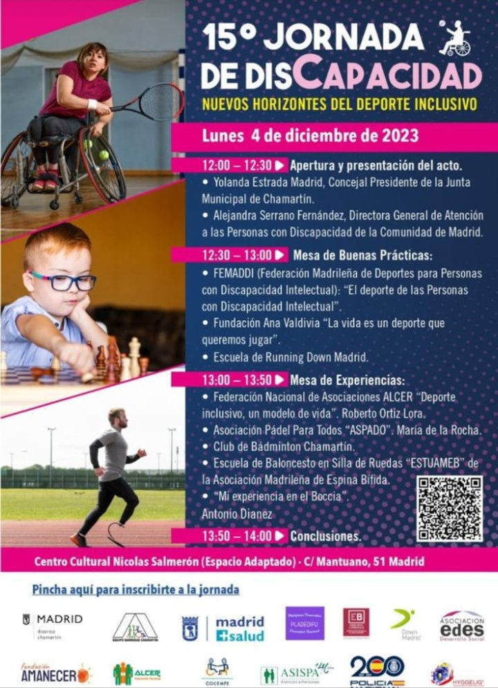 FundacionSERorg's tweet photo. Hoy Asistimos a la 15° Jornada de Discapacidad, nuevos horizontes del #DeporteInclusivo. Fantástica la mesa de buenas practicas y la mesa de experiencias. @Alejandrasf7 @padeladaptado
@femaddi @DownMadrid @AlcerMadrid #EstuAmeb
¡Que el Deporte no pare! https://t.co/3u1U26w6wX