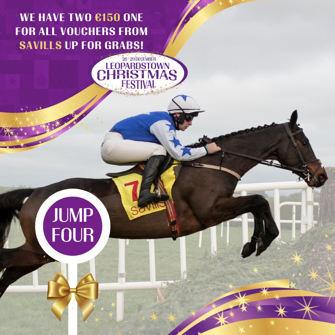 𝕁𝕦𝕞𝕡 𝔽𝕠𝕦𝕣 𝕆𝕗 𝕋𝕙𝕖 𝟙𝟚 𝕁𝕦𝕞𝕡𝕤 𝕆𝕗 ℂ𝕙𝕣𝕚𝕤𝕥𝕞𝕒𝕤 🎁

Thanks to <a href="/SavillsIreland/">Savills Ireland</a>, two people could be in with a chance of winning a €150 One4All Voucher each!

Just tell us, what year did Kemboy and @davym15  win the Savills Chase in Leopardstown?