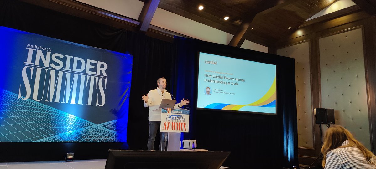 Absolutely stoked to see <a href="/AnthonyChiulli/">Anthony Chiulli</a> on stage for <a href="/cordialinc/">Cordial</a> - this dude is Uber smart #mpeis