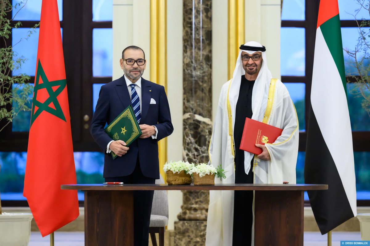 HM King Mohammed VI and HH Sheikh Mohammed bin Zayed Al-Nahyan, President of the State of the United Arab Emirates signed, today in Abu Dhabi, the Declaration "Towards an innovative, renewed and consolidated partnership between the Kingdom of Morocco and the State of the UAE".