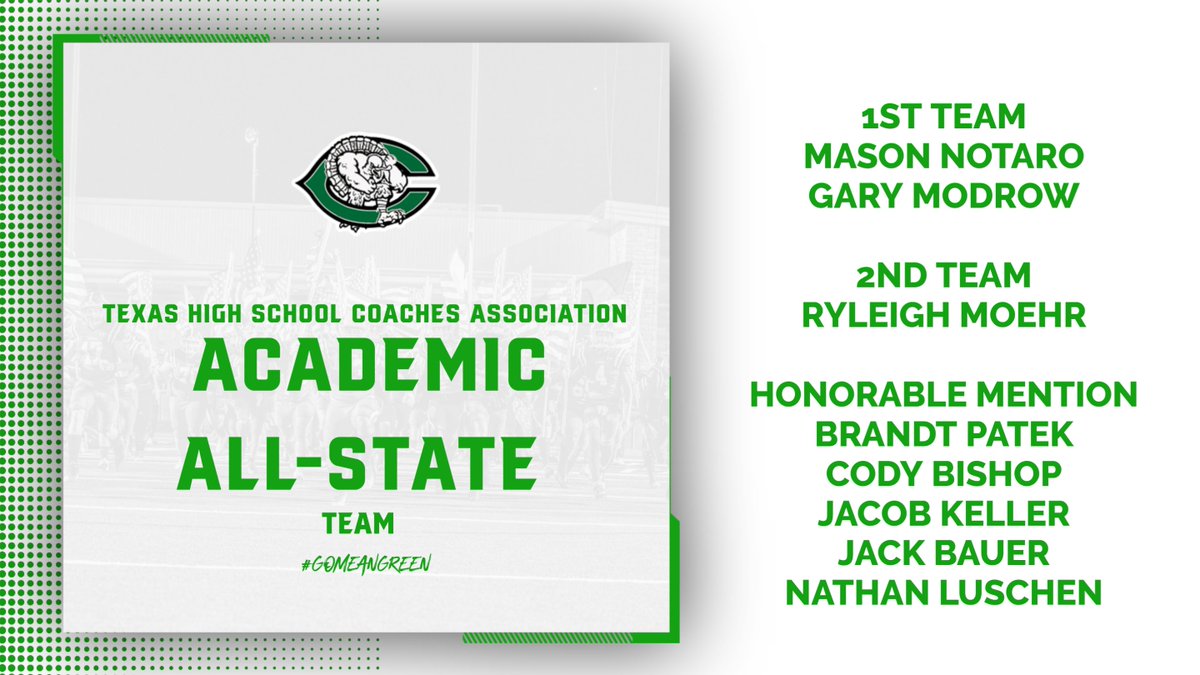 Congratulations to these 8 Gobbler football players, trainers, and filmers for being named to the Texas High School Coaches Association Academic All-State Team.  The dedication by these seniors to the classroom is a large part of our success on the field!  #AKC #GMG
