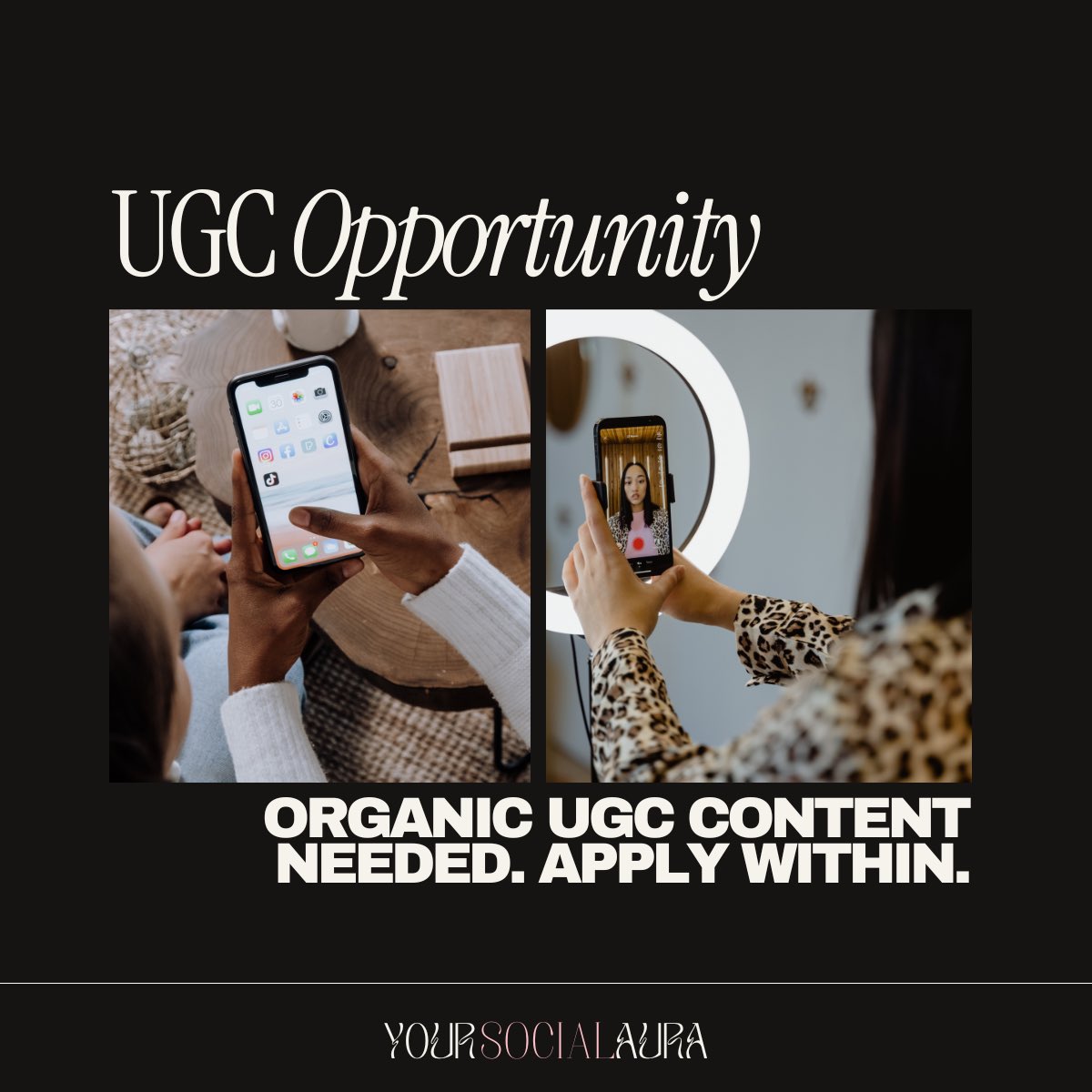 UK UGC creators needed for an organic campaign promoting my content creator events in exchange for free tickets💖

Please leave your portfolio below⬇️

#ugccreators #ugcuk #ugcopportunity #ugccommunity