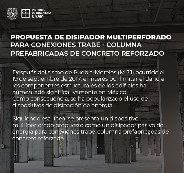 IIUNAM's tweet photo. Después del sismo de 2017, aumentó el interés por limitar el daño a los componentes estructurales de los edificios. #ExpertosIIUNAM desarrollaron un dispositivo multiperforado propuesto como un disipador pasivo de energía para conexiones trabe-columna. https://t.co/WRWNWB0fpL https://t.co/Vun4YosWo9