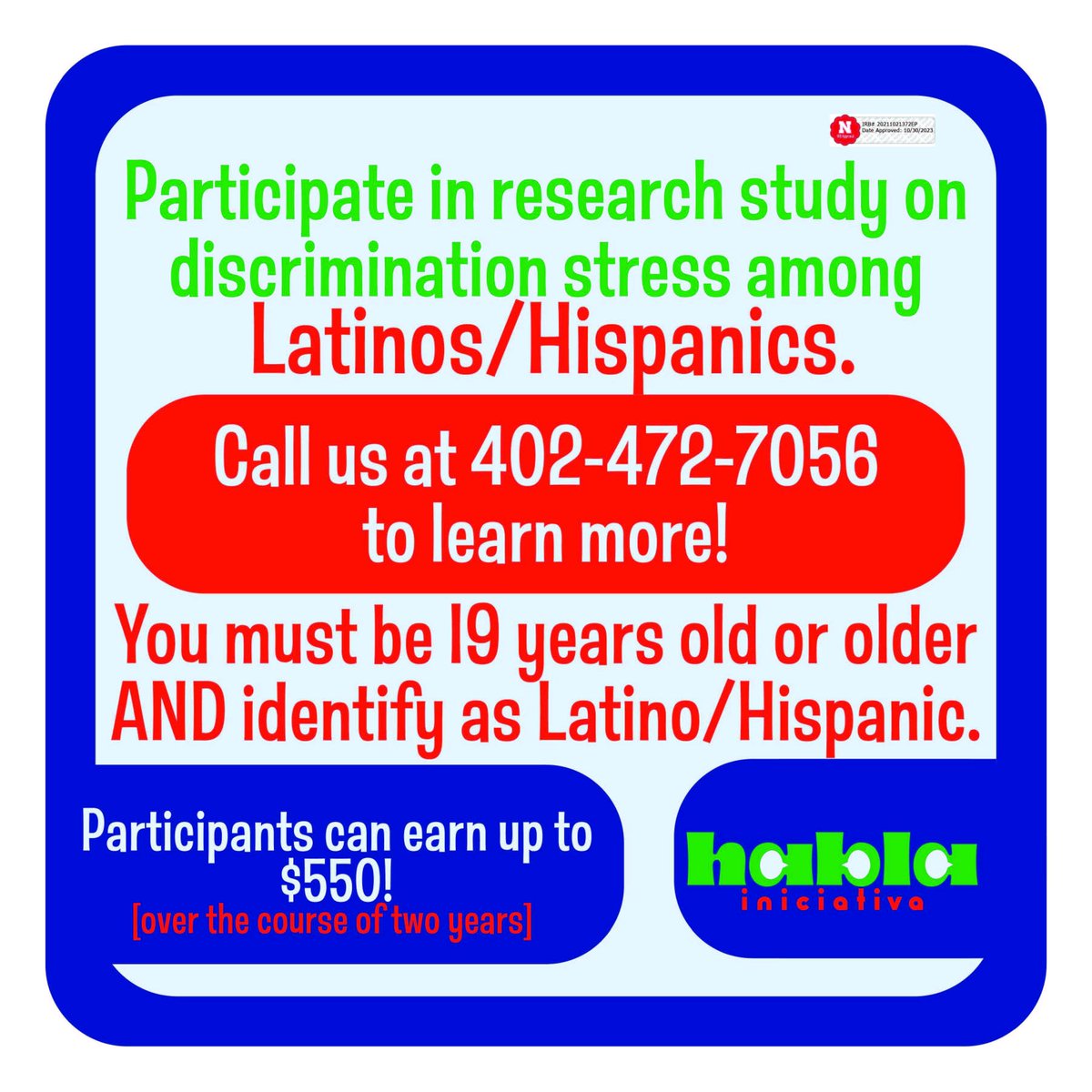 HABLa_Lab's tweet image. Your story matters. Don't let it go untold!
–
Have you had a traumatic experience related to discrimination? Would you like to participate in the HABLa Iniciativa research?