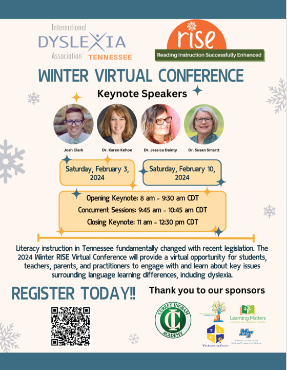 Less than two months away from the RISE winter virtual conference. Register today! <a href="/TNDyslexia/">TNIDA</a>