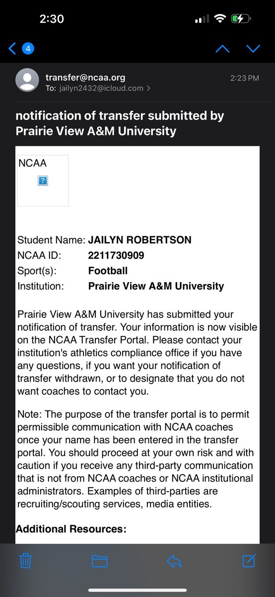My name has officially entered the ncaa transfer portal. I’m ready to put it all on the line 🦅.