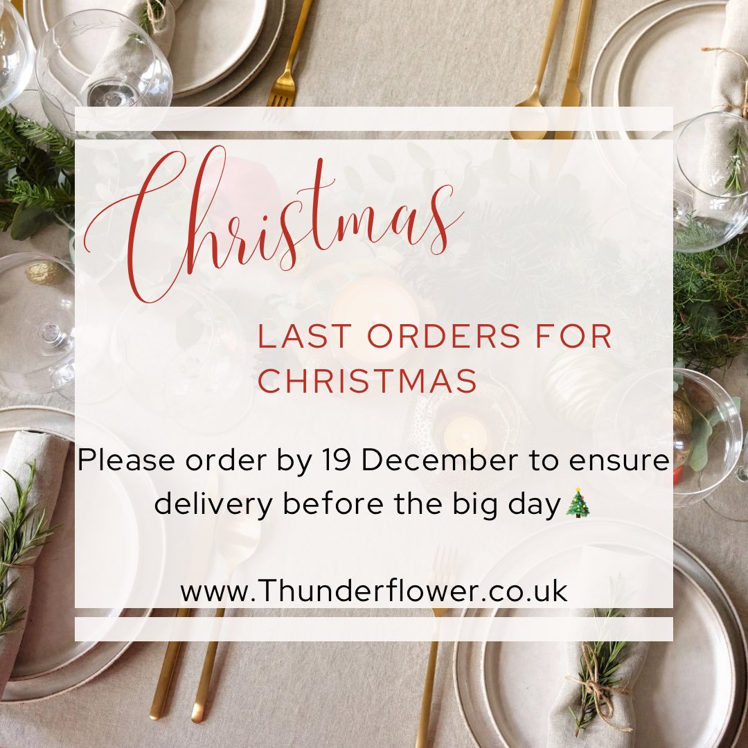 🎄CHRISTMAS DELIVERIES 🎄 As December is already flying by in a whirlwind, we thought we had better put out our last order dates for 🎄🎁 Thank you for your continued support, we really appreciate each and every order 💜🥰 Thunderflower.co.uk