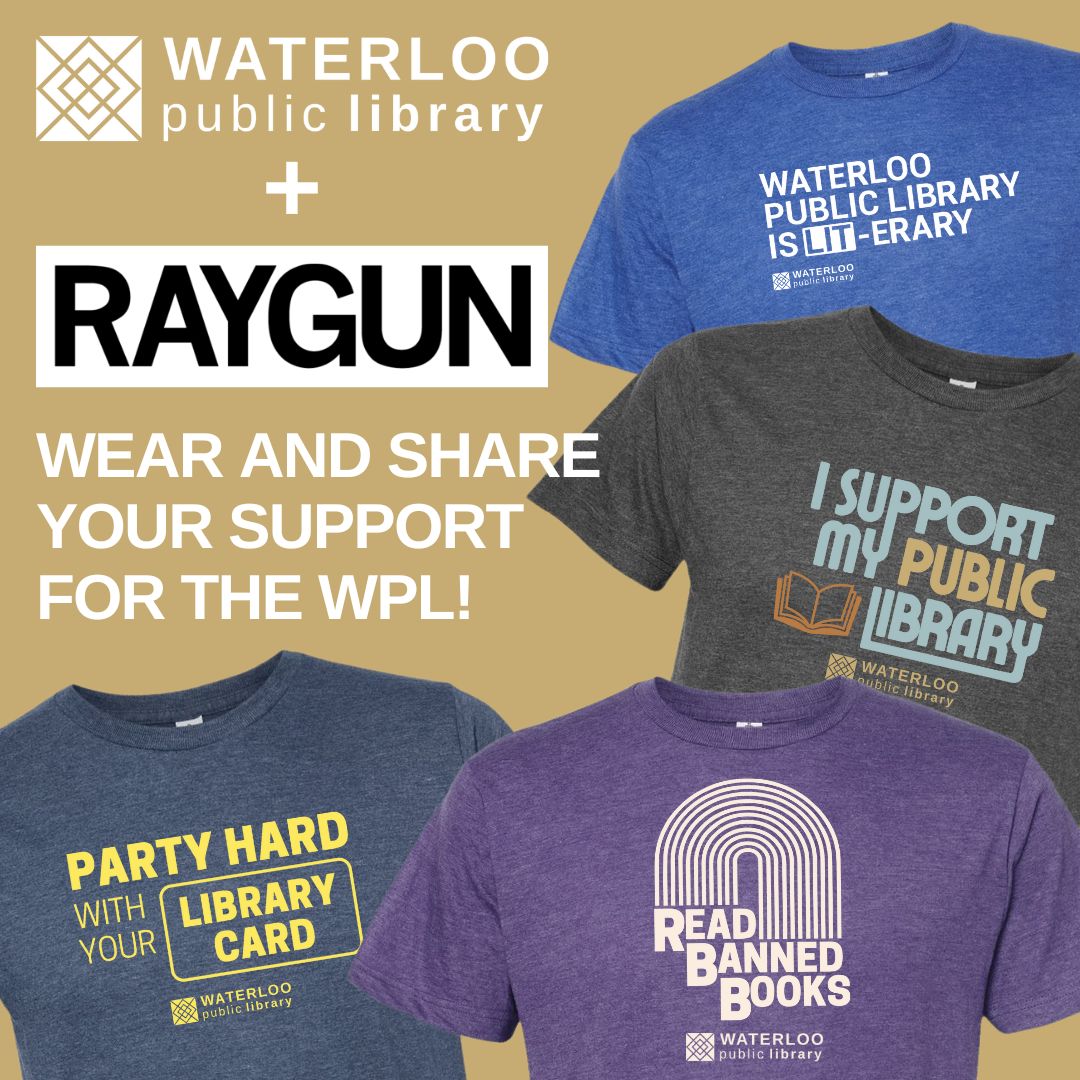 Our RAYGUN merch makes the perfect gift for local library lovers! All proceeds from shirt sales will go to the Friends of the Waterloo Public Library, and be used to support library programming and special events. Click here to purchase: rayguncustom.com/collections/wa…