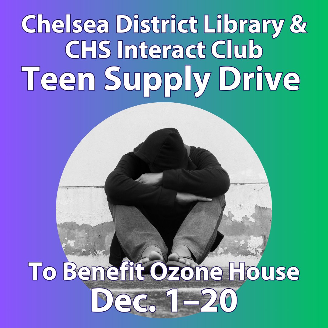 ChelseaLibrary (@chelsealibrary) on Twitter photo Our Teen Supply Drive is off to a great start! CDL is partnering with Chelsea High School Interact Club to help homeless teens this holiday season. Donate full-sized health and hygiene supplies or gift cards in the library or any school building lobbies. <a href="/ChelseaMI_HS/">Chelsea High School</a> Our Teen Supply Drive is off to a great start! CDL is partnering with Chelsea High School Interact Club to help homeless teens this holiday season. Donate full-sized health and hygiene supplies or gift cards in the library or any school building lobbies. <a href="/ChelseaMI_HS/">Chelsea High School</a>