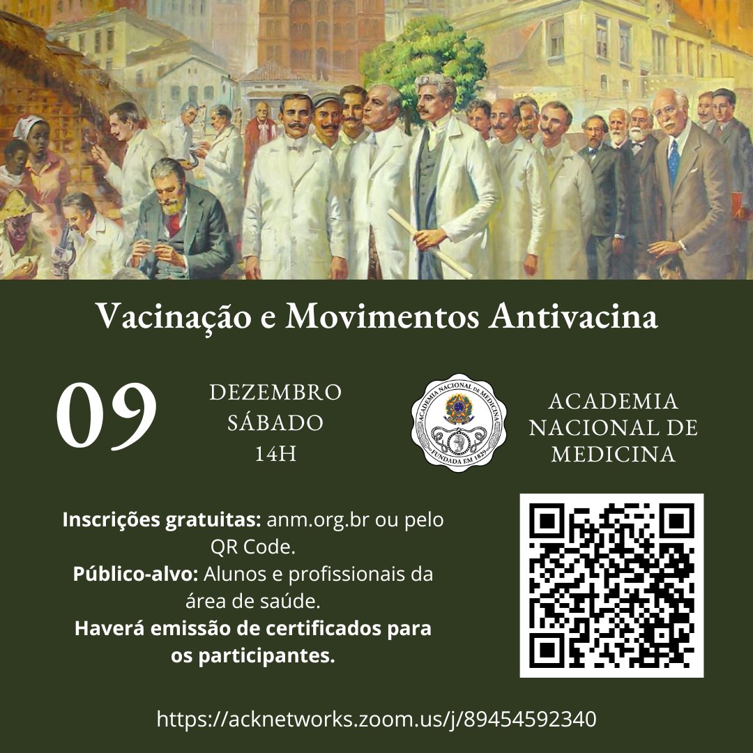 acadnacmed (@acadnacmed) on Twitter photo Vacinação e Movimentos Antivacina
09 de dezembro de 2023
Horário: 14h
Confira a programação completa em: anm.org.br/vacinacao-e-mo…
ID da Reunião: 455.635.5455
#saude #medicina #AcademiaNacionalDeMedicina #simposio2023 Vacinação e Movimentos Antivacina
09 de dezembro de 2023
Horário: 14h
Confira a programação completa em: anm.org.br/vacinacao-e-mo…
ID da Reunião: 455.635.5455
#saude #medicina #AcademiaNacionalDeMedicina #simposio2023