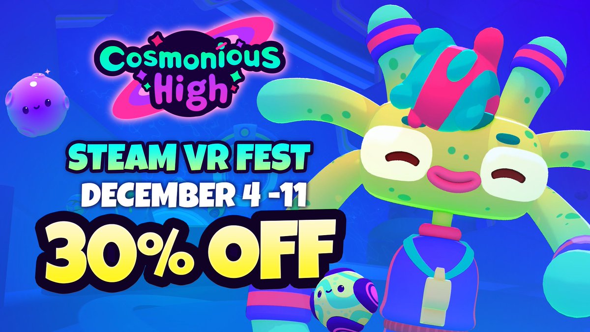 CosmoniousHigh's tweet image. Cosmic escapades await at Cosmonious High, now at 30% off in the #SteamVRFest.

Grab your VR gear and soar among the stars! 💫

store.steampowered.com/app/1491490/Co…

#VRGaming #Indie #GameDev #Sale