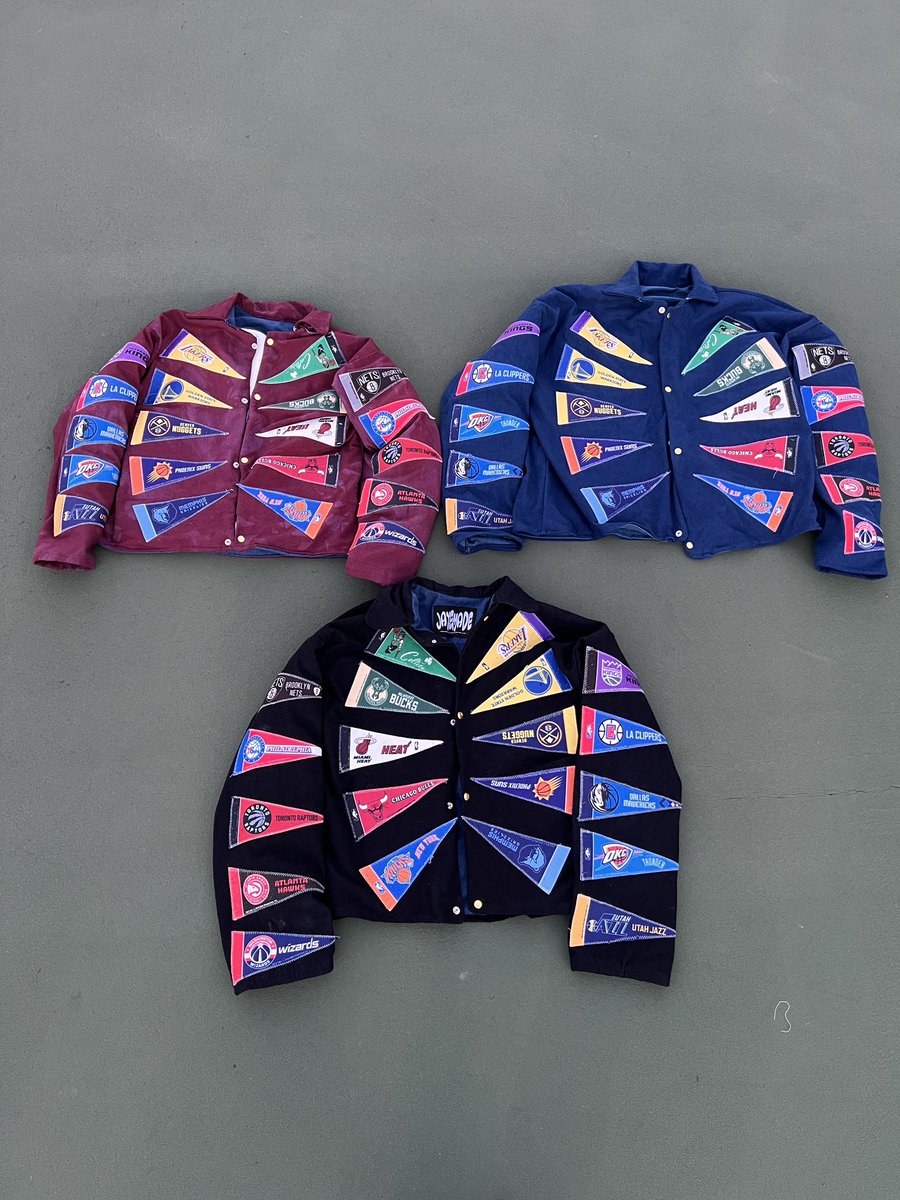 Jayemade__'s tweet photo. Newest concept @NBA pennant jackets! https://t.co/2JE30Uoq2v