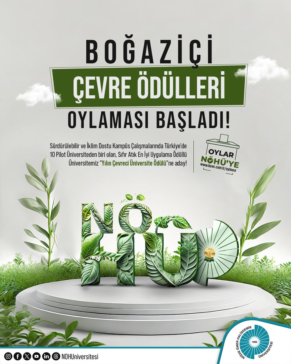 DrHasanUslu's tweet photo. Oylar NÖHÜ'ye...🗳️⤵️
🔗https://t.co/hGsZTdEI7M

Boğaziçi Çevre Ödülleri kapsamında "Yılın Çevreci Üniversite Ödülü"ne adayız🥇♻️

Sürdürülebilir ve İklim Dostu Kampüs'te öncü olan, Sıfır Atık En İyi Uygulama Ödüllü Üniversitemize desteklerinizi bekliyoruz.✅🤗

#NÖHÜ
#Niğde https://t.co/9ub2kPDYrz