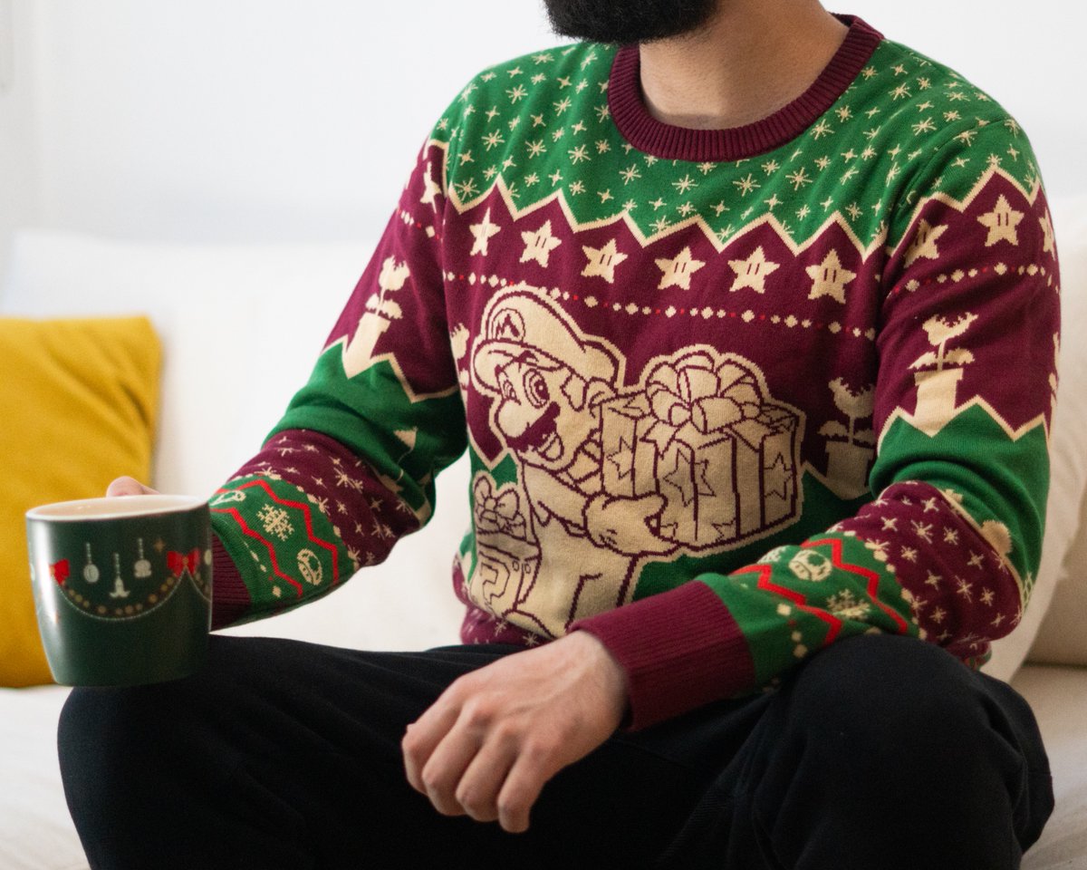 Get into the holiday spirit with the Super Mario™ - Mario Holiday Sweater! Available at #NintendoNYC for $64.99.