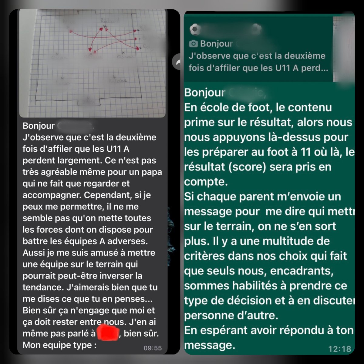 😯 Dans la série des parents zinzins ... Le papa qui propose une nouvelle organisation tactique à l'éducateur U11 de son fils. Schéma à l'appui ... Réponse parfaite du coach.