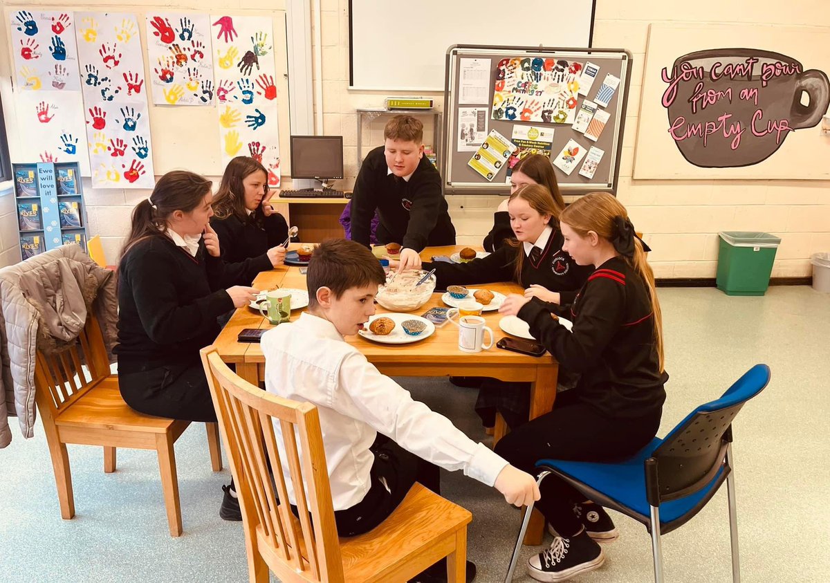 Today our students definitely lived up to the Community in our new name. 
Ion made bird boxes for the community group in Moatview Court. 
The TYs shared their love of reading with the gorgeous students of OLI junior school. And our junior Cookery Club made delicious cupcakes 😊