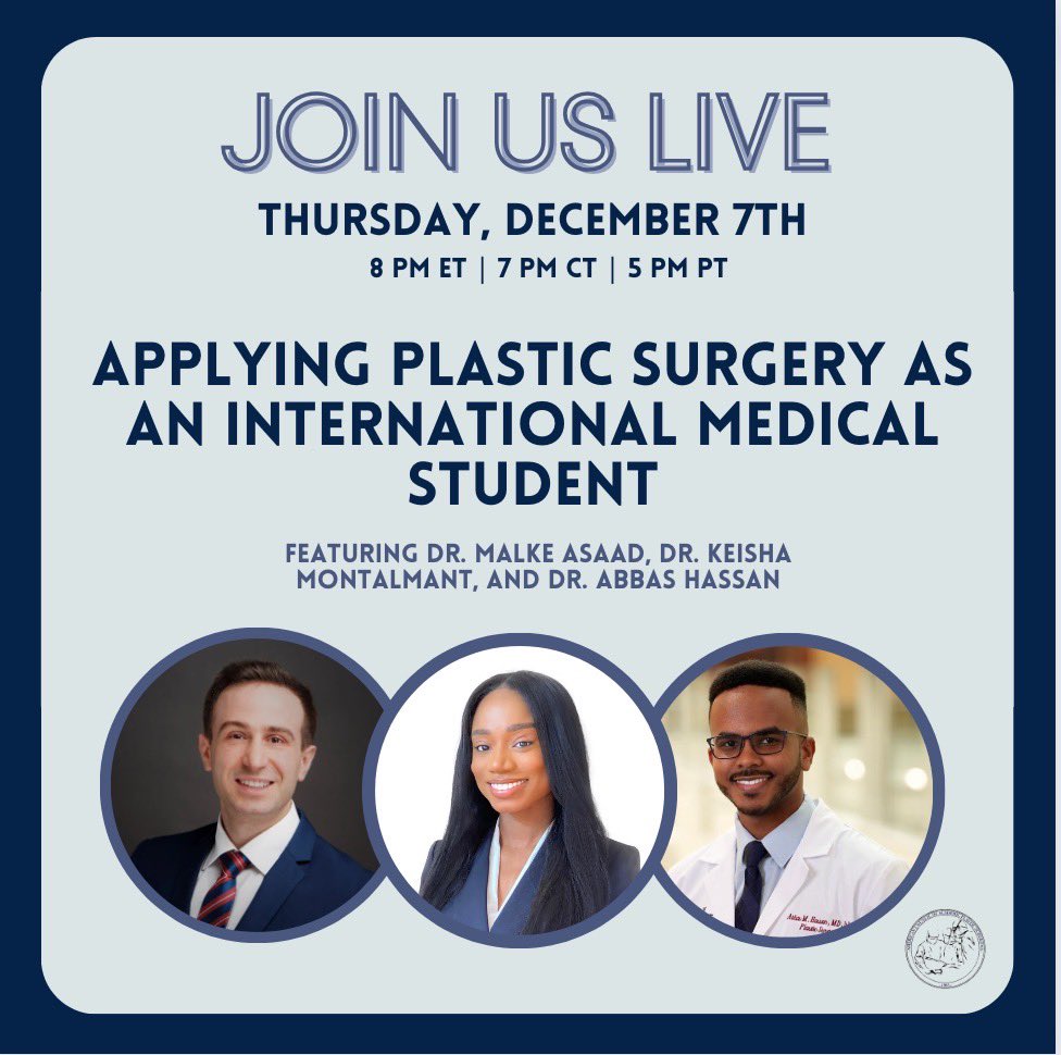 Join us live next Thursday with @ACEPSedu and ask all questions related to applying to plastic surgery residency, including research fellowships, visas, application and interviews! #Match2024 #MedTwitter #IMG Link is in @ACEPSedu bio @malkeasaad @Inside_TheMatch @StoriesImg