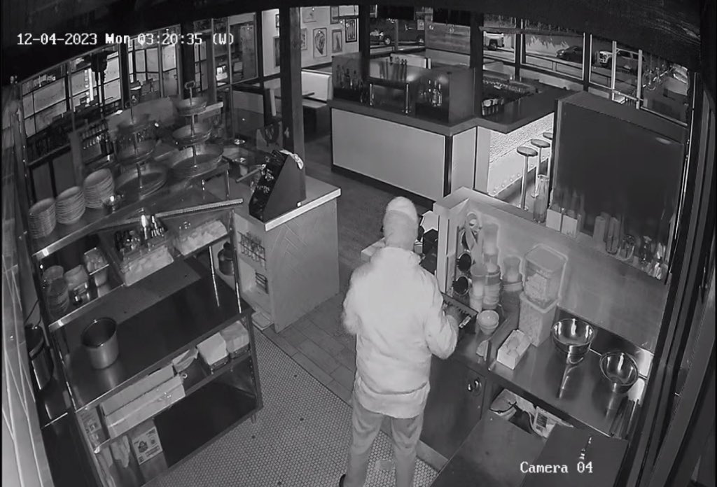 This guy broke into our restaurant last night. Pretty much expect this at this point. There was no urgency as the alarm went off, he knew there would be no consequences. He left the ribeyes.