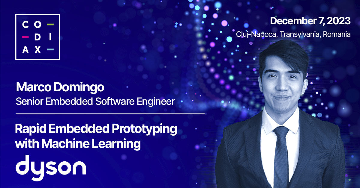 Join Dyson's NST for a can't-miss workshop on "Rapid Embedded Prototyping with Machine Learning." Explore cutting-edge tools and practices in advanced embedded systems with a hands-on session led by Marco Domingo showcasing seamless Machine Learning integration🛠️ 
#Dyson #Codiax