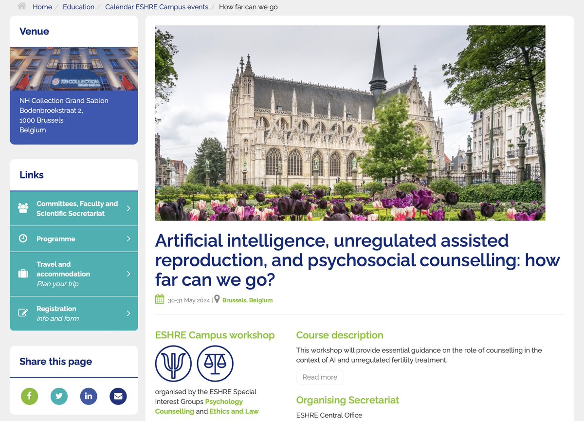 🤩 Delighted to announce our next @ESHRE campus course: ARTIFICIAL INTELLIGENCE, UNREGULATED ASSISTED REPRODUCTION, AND PSYCHOSOCIAL COUNSELLING: HOW FAR CAN WE GO? 🗓️ 30-31 May 2024 | 🇧🇪 Brussels Do not miss a thing - Follow this link 👇 eshre.eu/Education/Cale… @EshreEthicsLaw