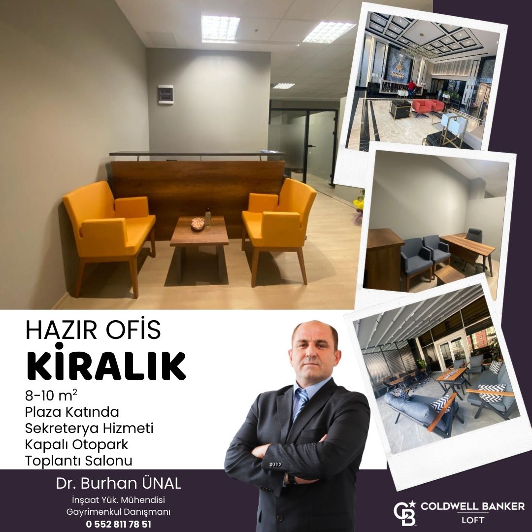 Kiralık Hazır Ofisler
 *8-10 m *Plaza Katında 
*Sekreterya Hizmeti 
*Toplantı Salonu 
Ayrıntılar için lütfen iletişime geçiniz.
Dr. Burhan ÜNAL 
İnşaat Yük. Mühendisi
0 552 811 78 51

#coldwellbankertürkiye #hazırofis #ankara #çukurambar #coldwellbankerloft #kiralık #herşeydahil