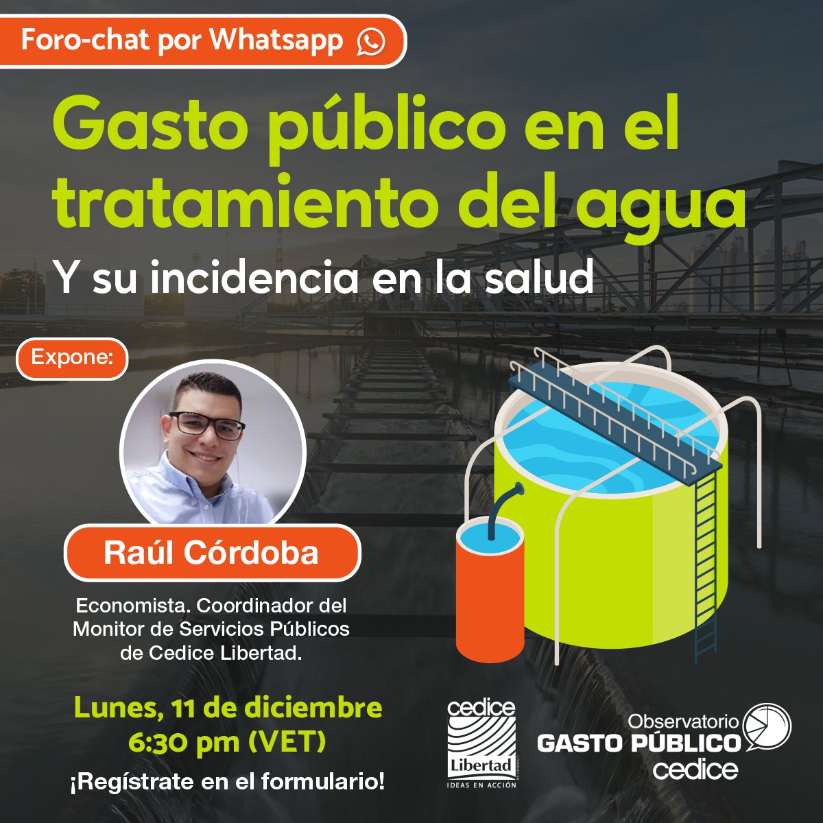 Cedice Joven (@cedicejoven) on Twitter photo <a href="/CEDICE/">Cedice Libertad</a> y su Observatorio de Gasto Público te invitan:
¿Cuál es el estado del sistema hídrico nacional? ¿Cuánto gasta el Estado en el tratamiento y potabilización del agua? ¿Se traduce ello en calidad para la salud de los venezolanos? <a href="/CEDICE/">Cedice Libertad</a> y su Observatorio de Gasto Público te invitan:
¿Cuál es el estado del sistema hídrico nacional? ¿Cuánto gasta el Estado en el tratamiento y potabilización del agua? ¿Se traduce ello en calidad para la salud de los venezolanos?