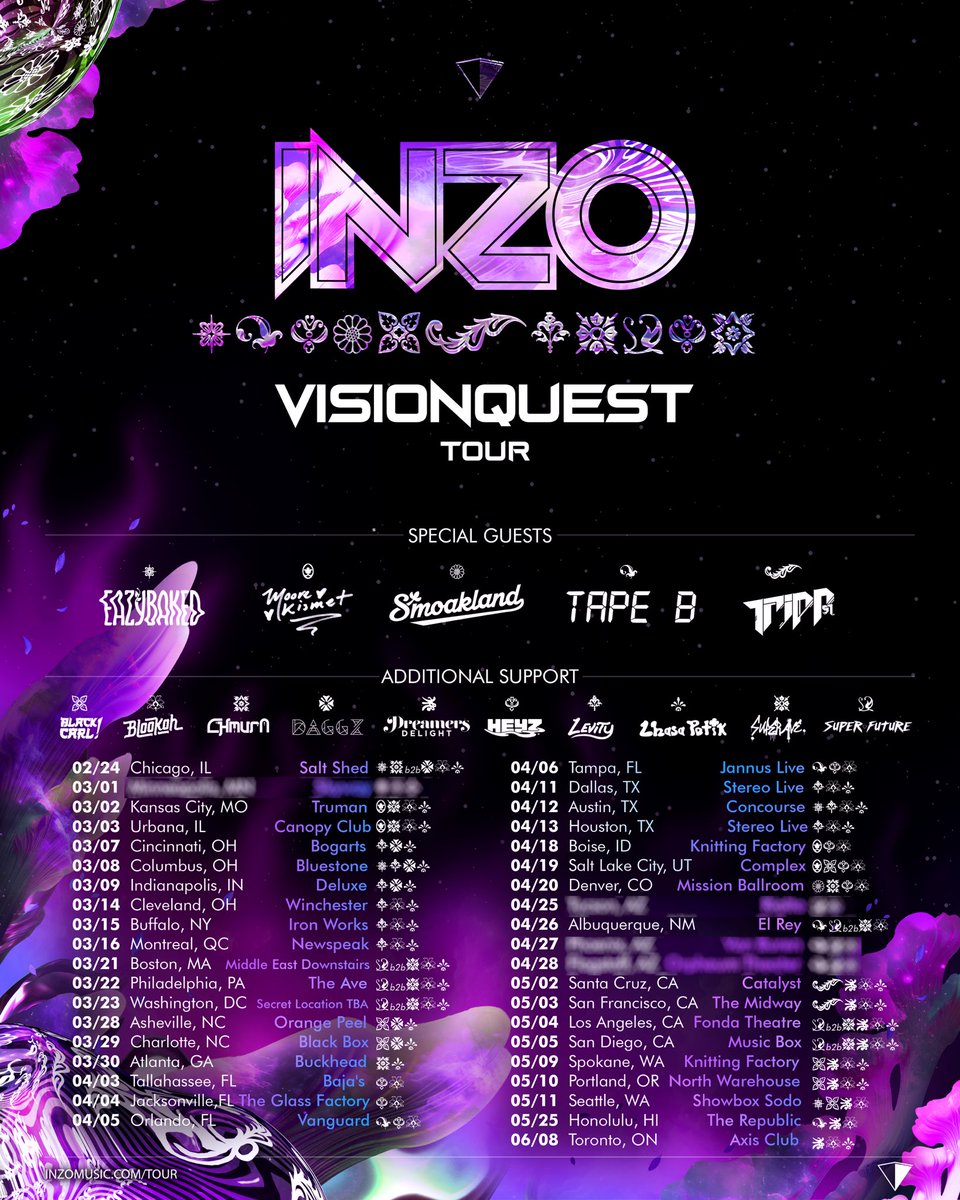 The Super Tour expands w INZO’s Visionquest ‘24 tour! More b2b stops w my dude SuperAve in LA, San Diego, Boston, Philly, DC and more 😈