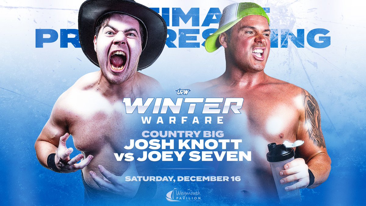 EXCITING MATCH SET FOR UPW WINTER WARFARE! 🔥 @CountryBig94 takes on @JoeySeven2 when UPW returns to @weypavilion for the final show of the year for #WinterWarfare on Saturday 16 December! 👊 🎫 Tickets on sale NOW - tinyurl.com/UPWWinter-Warf…