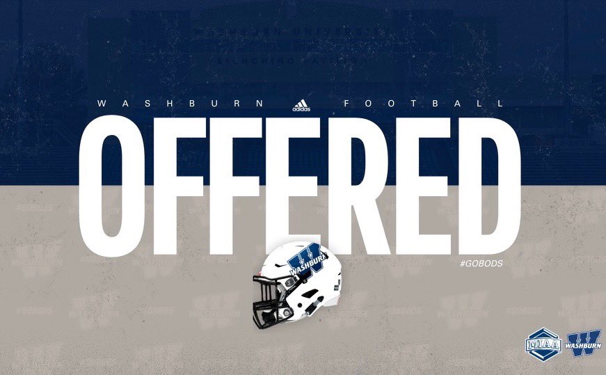 After a great talk with @CoachBrockLuke I’m excited to announce I have received an offer from Washburn University! @IchabodFTBL @ParkwayNorthFB @GSV_STL @NeelyCoach @coachrobFB74 @JPRockMO @Realdeal_314